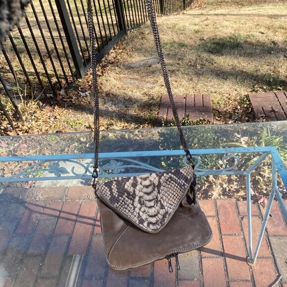 BOYY Python Embossed Leather Slash Crossbody Bag NWT - Picture 2 of 14